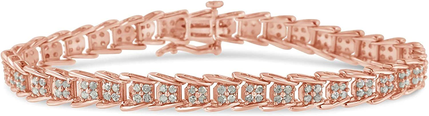 2.0 ct Diamond Scalloped Nesting Ring 20.32cm Tennis Bracelet in Sterling Silver (I-J Color, I3 Clarity) - Metallic Available